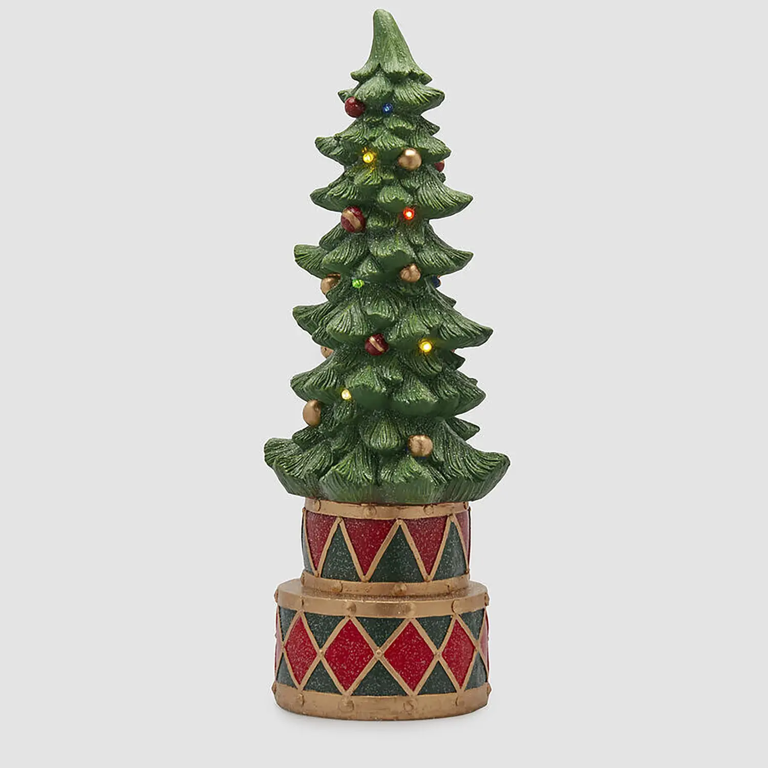 Pino Natalizio con LED H100cm Verde Rosso Base Tamburo EDG - addobbi casa