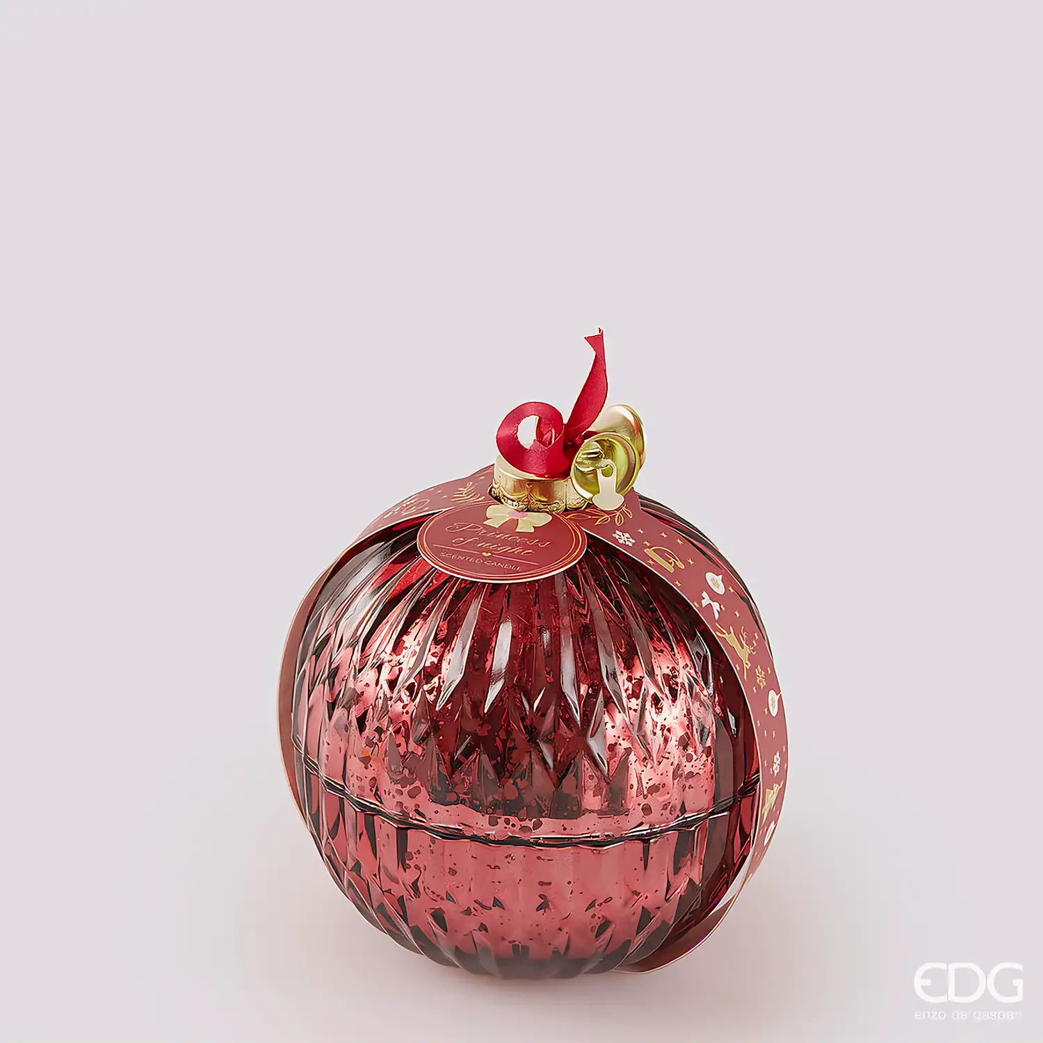 Candela Sfera Natalizia Profumata Rossa 11cm EDG Princess - addobbi casa