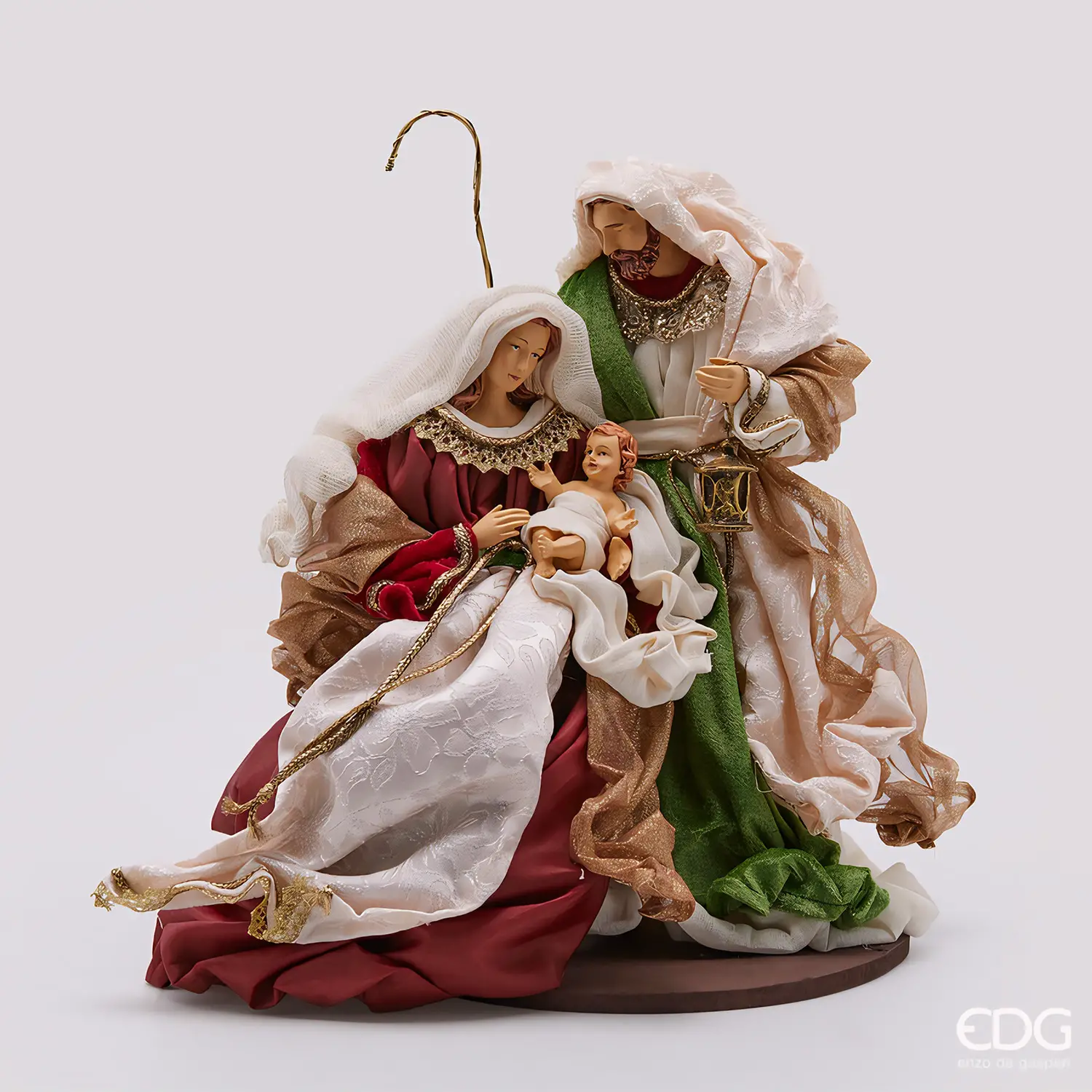Natività King con Base H40cm in Tessuto Verde Rosso - presepi