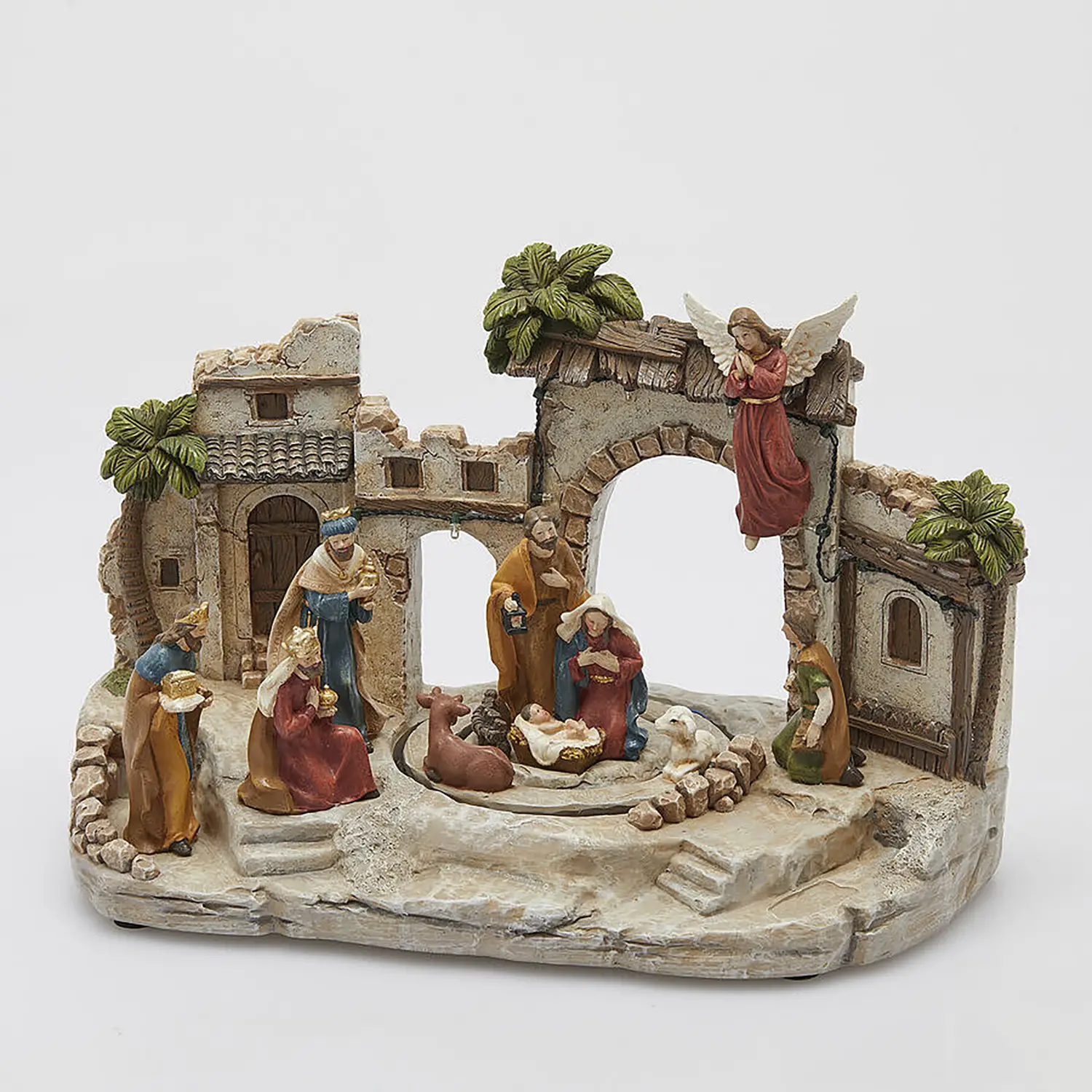 Presepe Natalizio Diorama con Luci LED, Musica e Movimento H22,5 - scene e villaggi