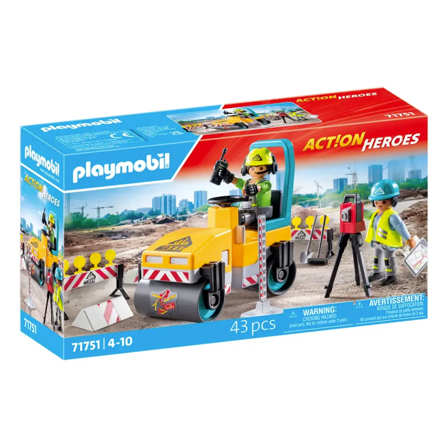Playmobil 71751 Cantiere Stradale con Rullo, 2 Operai e Luci - playmobil