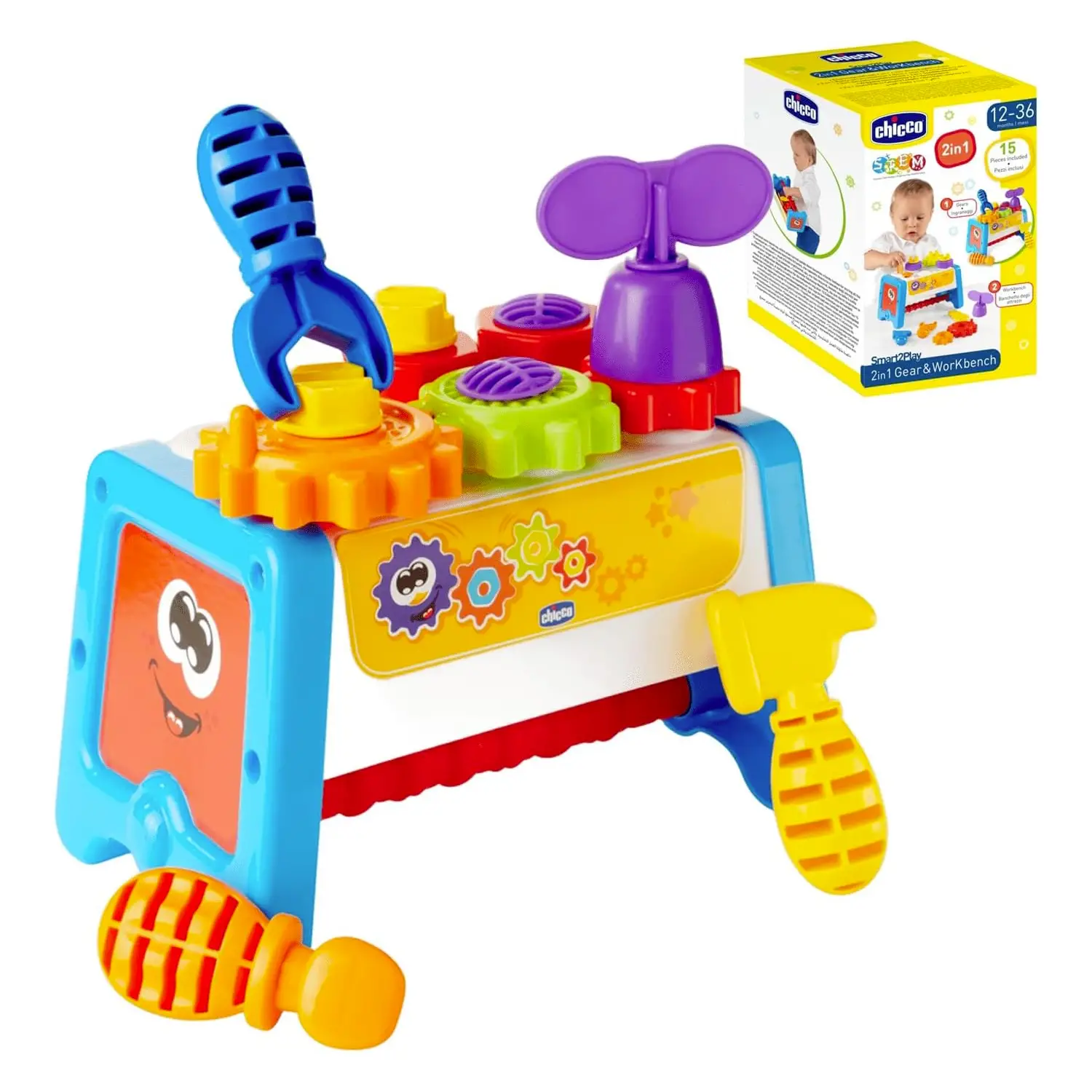 Chicco Cassetta degli Attrezzi 2 in 1, Banco da Lavoro per Bambini con Attrezzi Giocattolo - varie