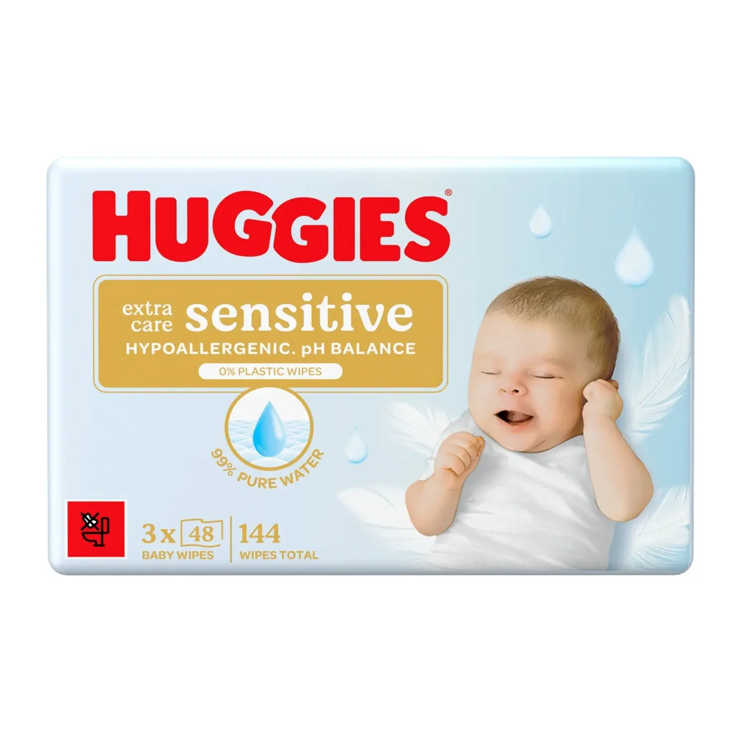 Salviettine Extra Care Sensitive 99% Acqua Huggies Pezzi 3X48 - pannolini e salviettine