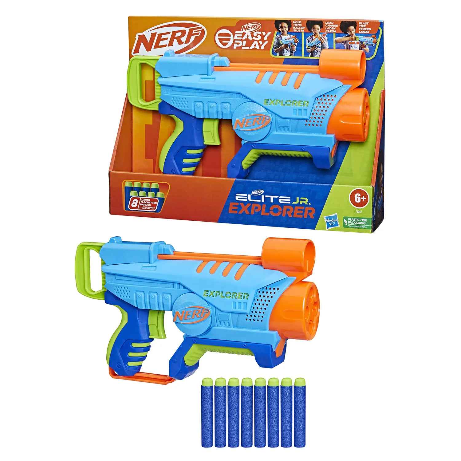 Nerf Elite Junior Explorer Blaster 8 Dardi Bambini 6+ - armi soldatini