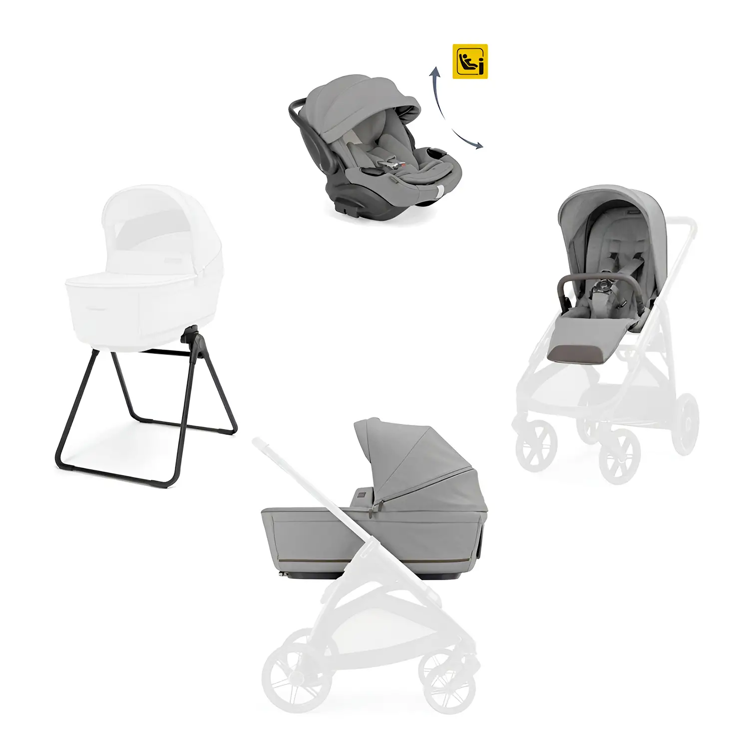 Aptica sistem quattro Darwin recline Evo Cristal Grey (telaio escluso) - trio e modulari