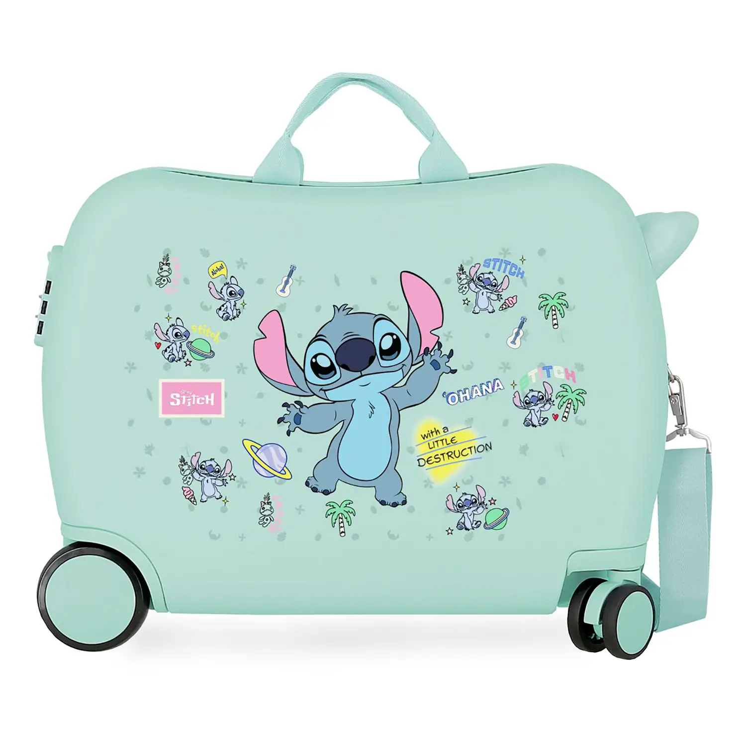 Stitch Little Des Trolley da Viaggio Cavalcabile Abs 50 cm 4 Ruote Turchese - valige e borse da viaggio