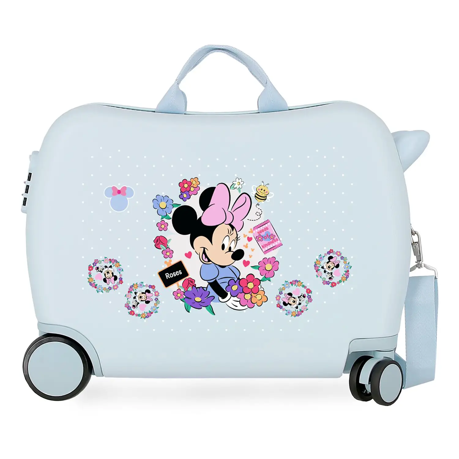 Minnie Flowers Trolley Cavalcabile Abs 50 cm 4 Ruote Celeste Chiaro - valige e borse da viaggio