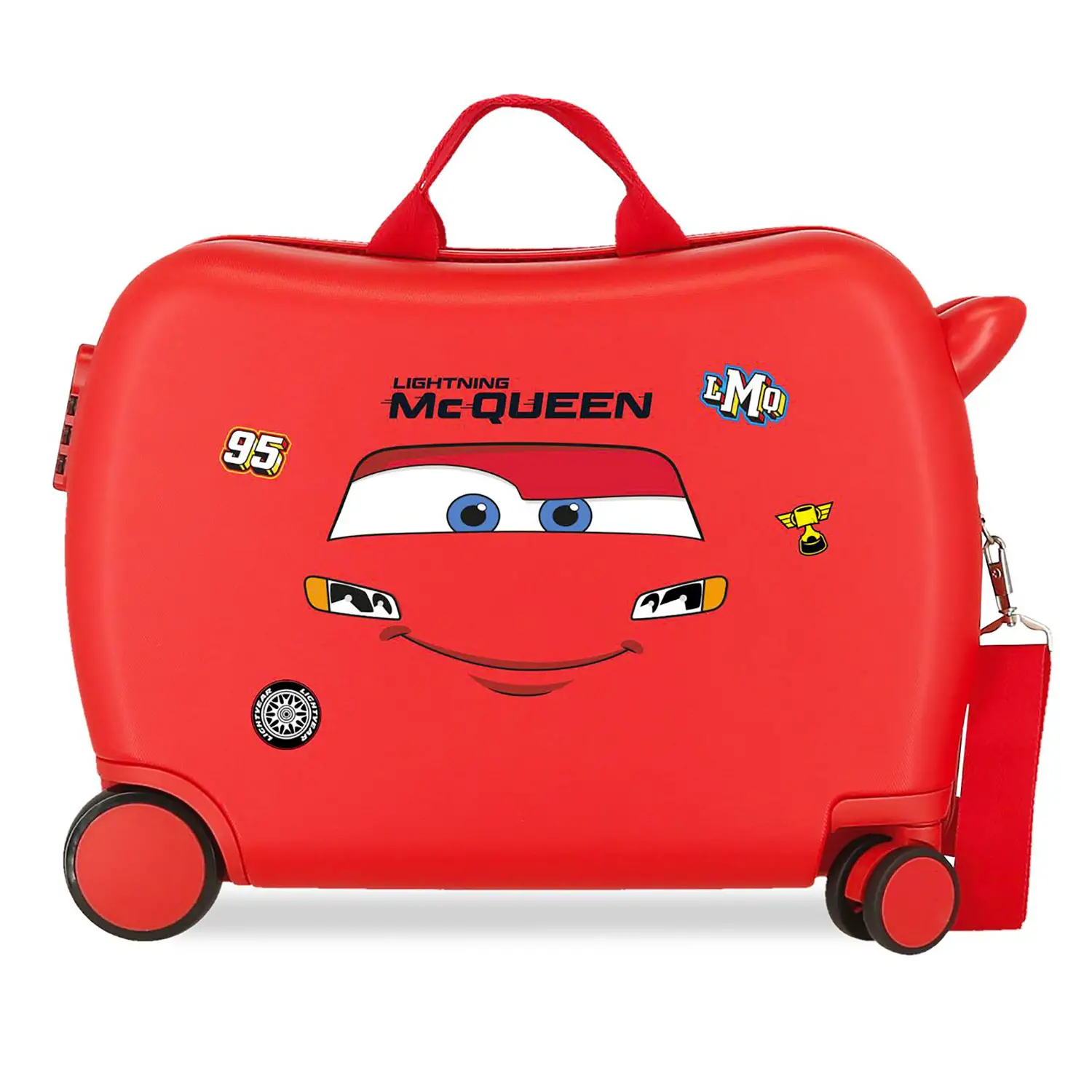 Cars Lightning McQueen Trolley Cavalcabile Abs 50 cm 4 Ruote Rosso - valige e borse da viaggio