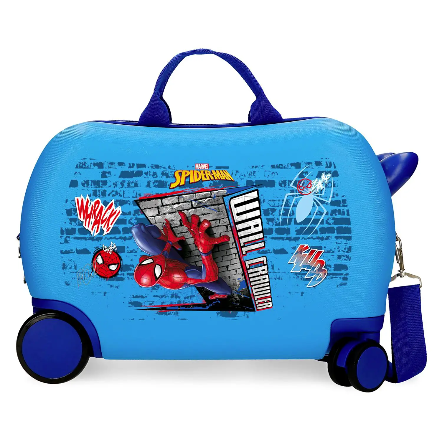 Spiderman Wall Crawler Trolley Da Viaggio Cavalcabile Abs 45 cm 4 Ruote Azzurro - valige e borse da viaggio