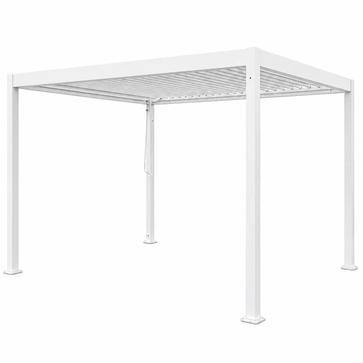Pergola Bioclimatica, Gazebo 3x3,8 Metri con Lamelle Orientabili, Acciaio e Alluminio, Bianco - gazebi in ferro