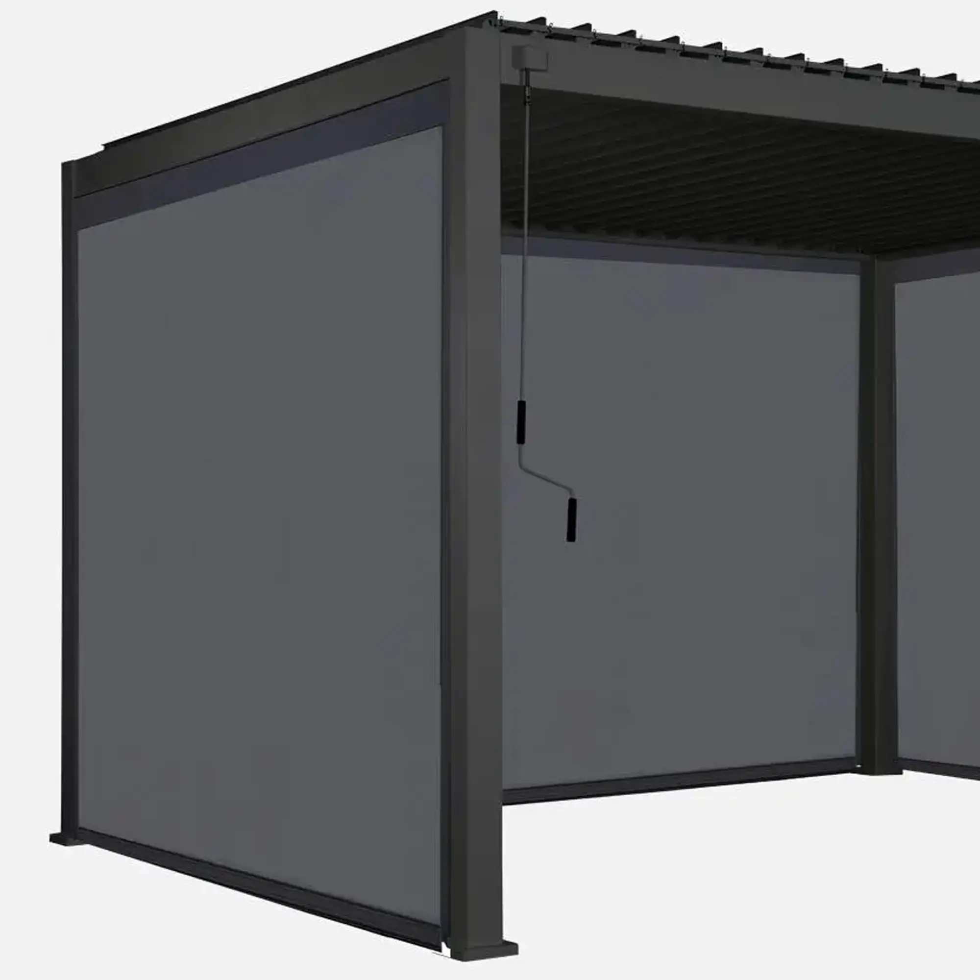 Tenda Oscurante Laterale in Textilene a Rullo da 4 Metri per Pergola Bioclimatica, Grigio - gazebi in ferro