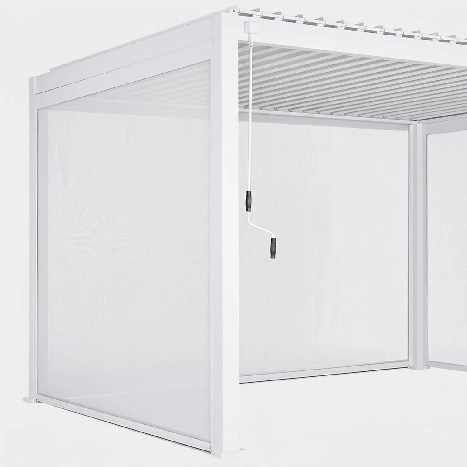 Tenda Oscurante Laterale in Textilene a Rullo da 4 Metri per Pergola Bioclimatica, Bianco - gazebi in ferro