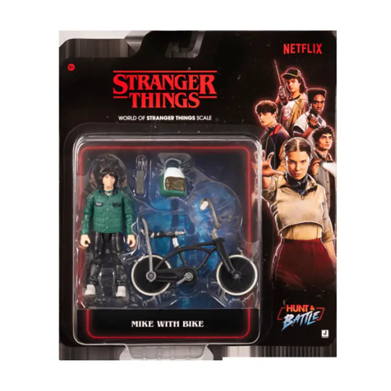 Stranger Things Personaggio Articolato Con Bicicletta E Accessori 10 cm, Mike - action figures ed accessori