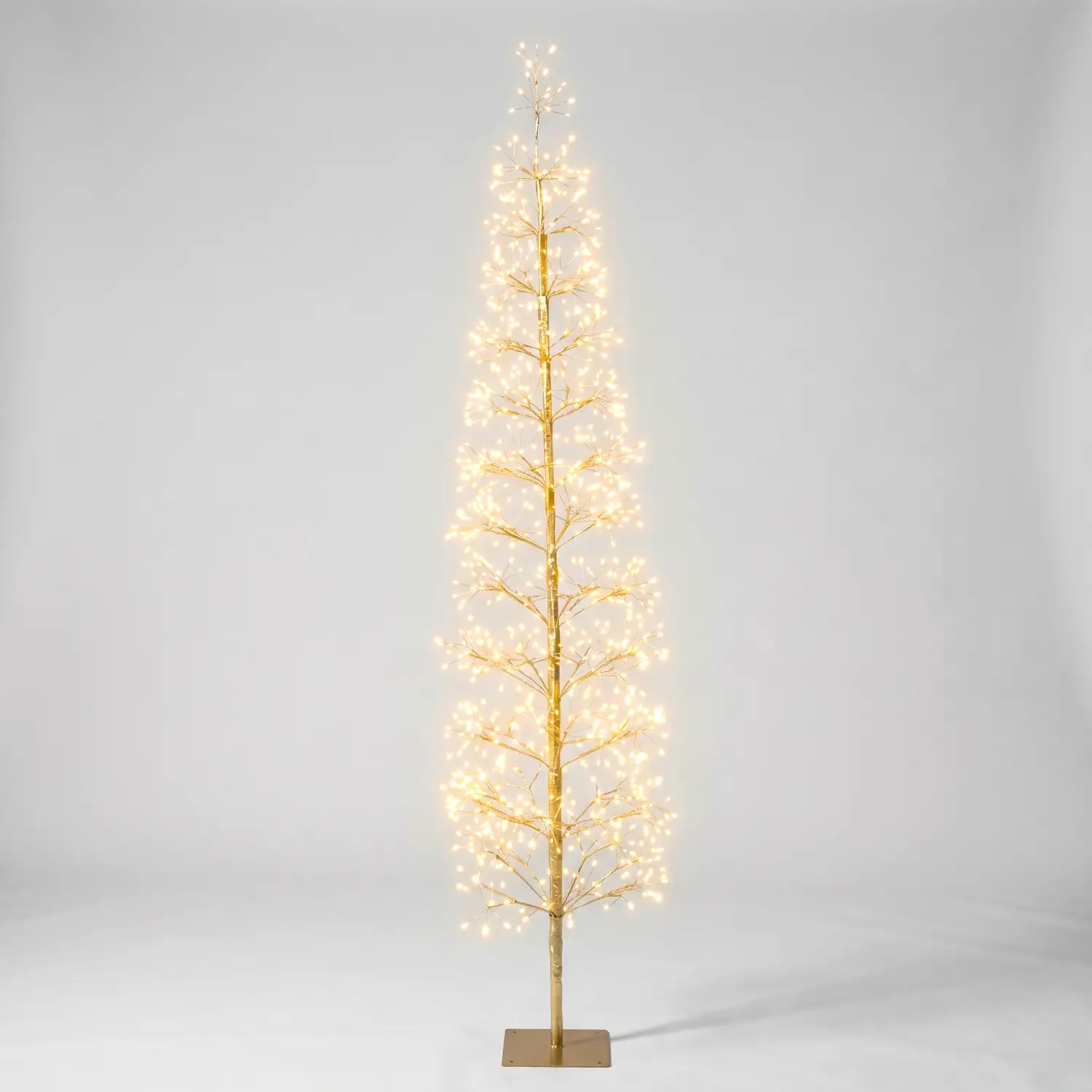 Albero di Natale Faggio Slim 1080 LED, Altezza 180 cm, Finitura Oro - alberi led di design