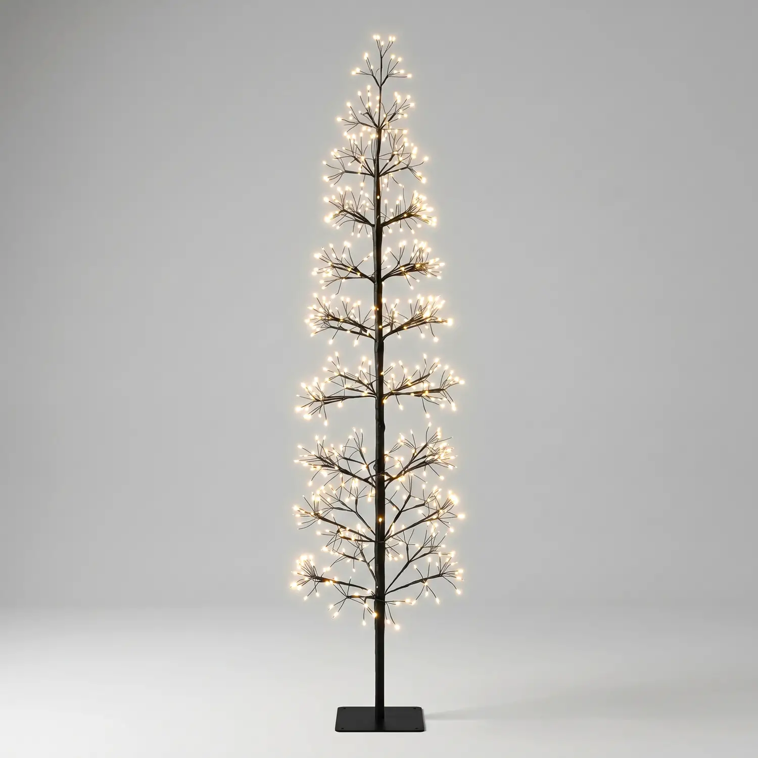 Albero di Natale Faggio Slim 708 LED, Altezza 150 cm, Finitura Nero - alberi led di design