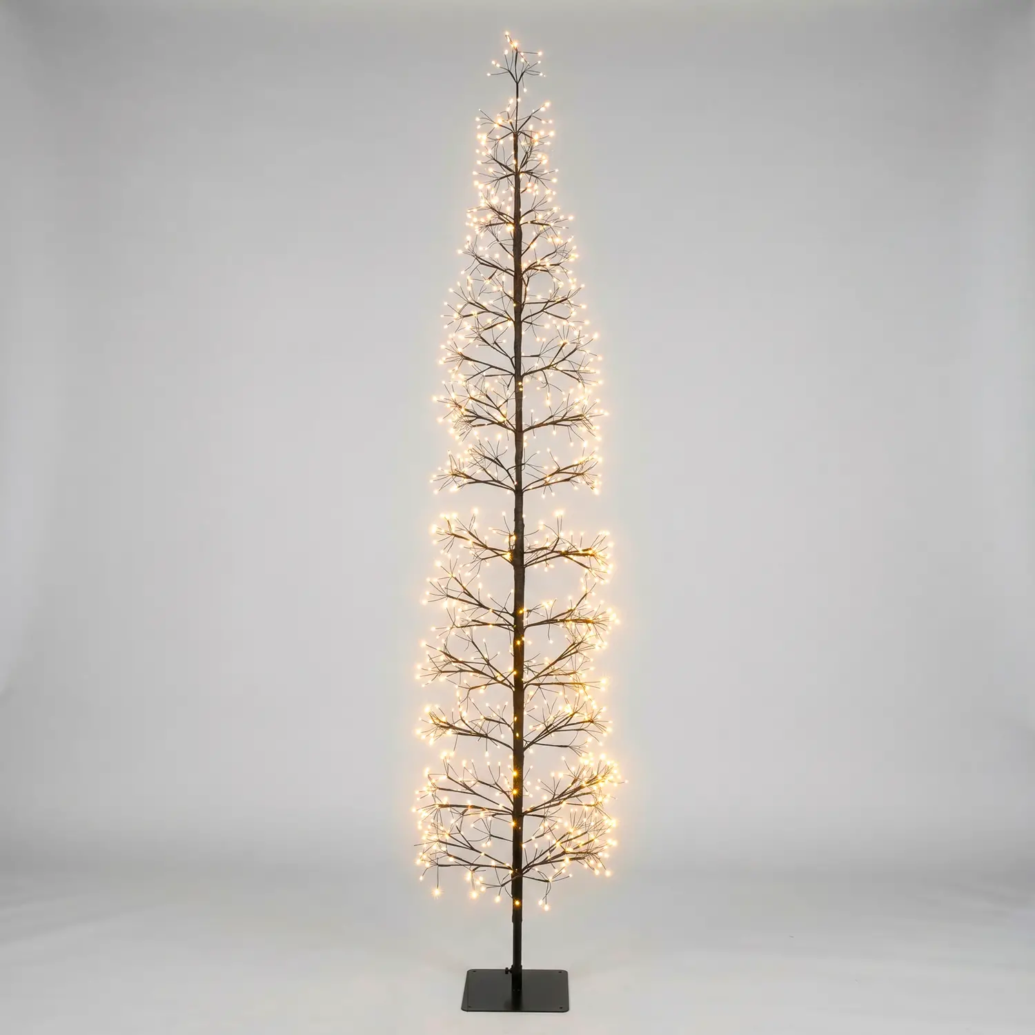Albero di Natale Faggio Slim 1224 LED, Altezza 210 cm, Finitura Nero - alberi led di design