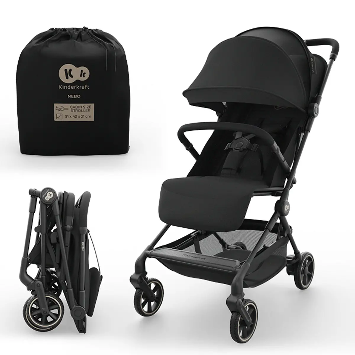 Passeggino Nebo da Cabina Kindekraft Nero - passeggini compatti