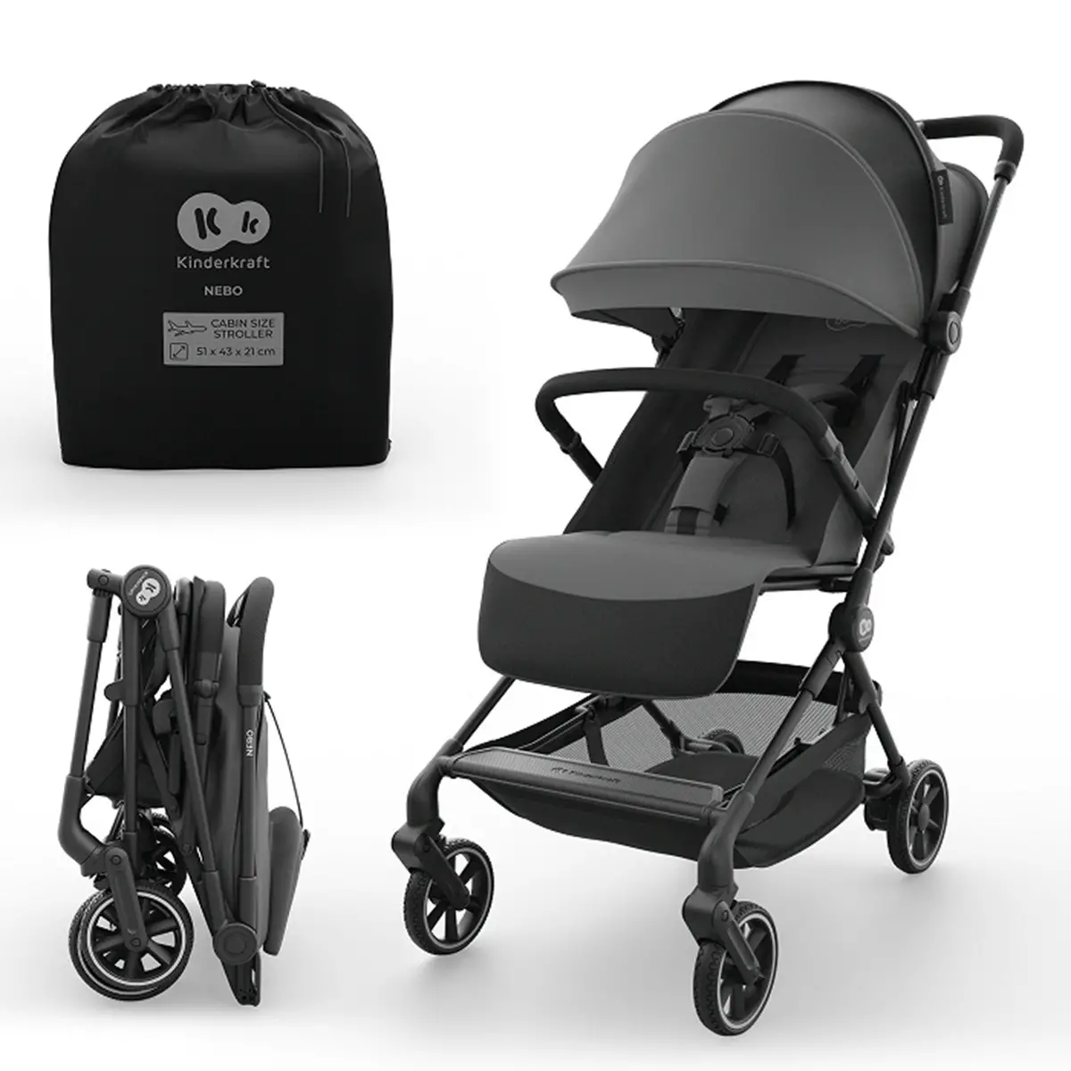 Passeggino Nebo da Cabina Kindekraft Grigio - passeggini compatti