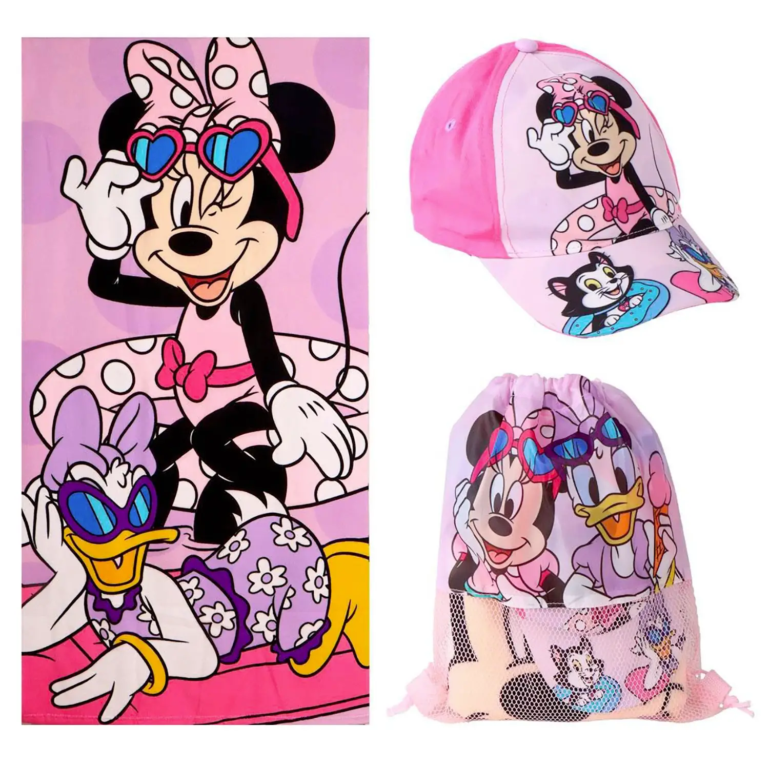 Minnie Set Estivo 3 Pezzi: Telo, Cappellino E Sacca - accessori stagionali