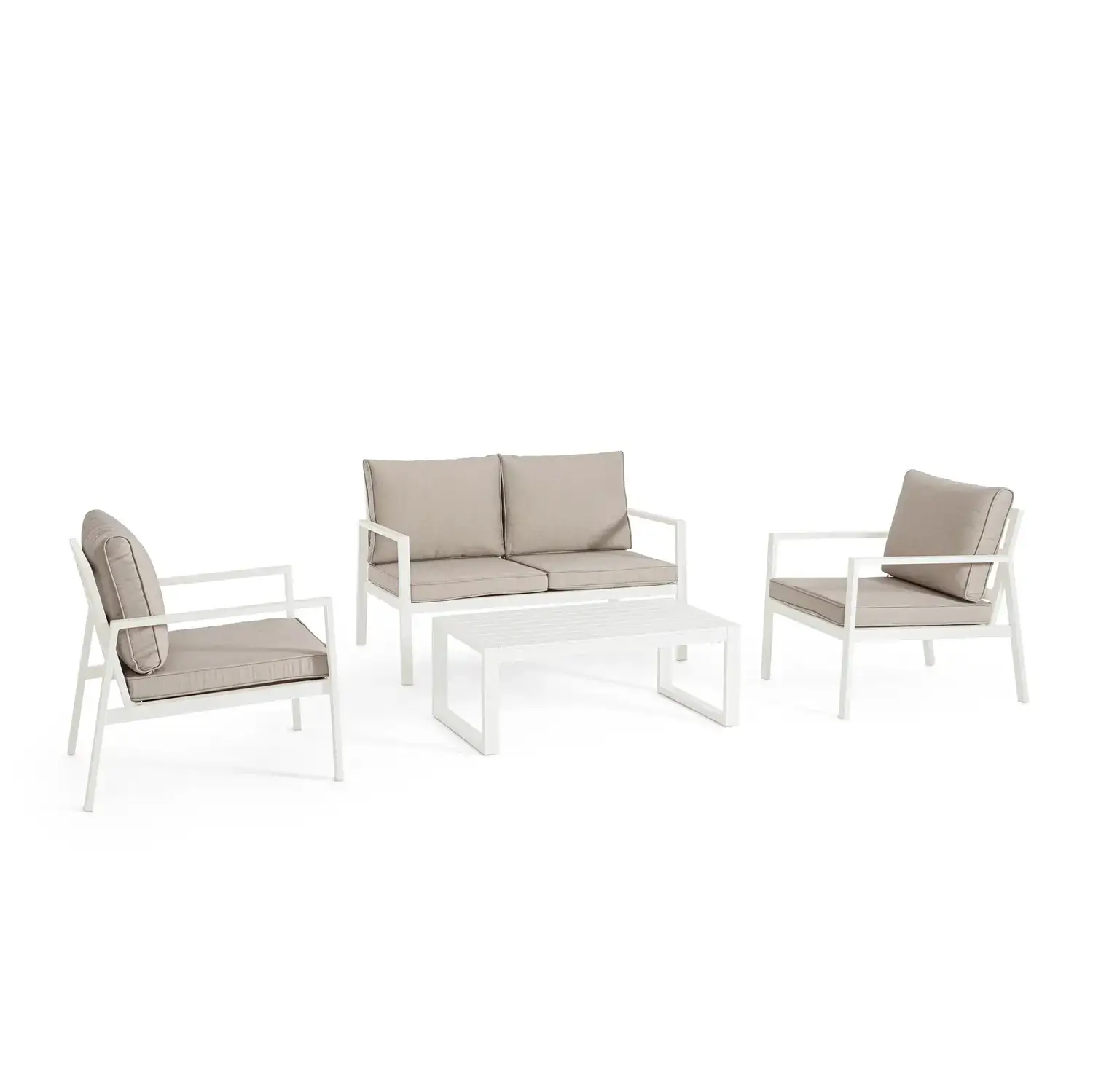 Salotto Hilde Bianco 4 Posti con Cuscini Tortora - set e salotti