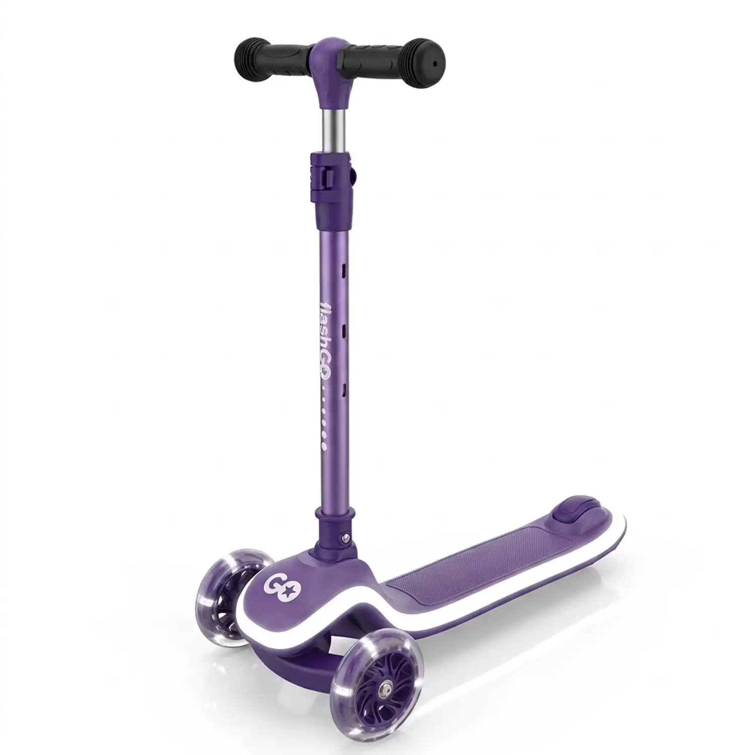 Monopattino 3 Ruote Regolabile e Pieghevole FlashGo con Luci LED per Bambini 3-5 Anni, Viola - monopattini