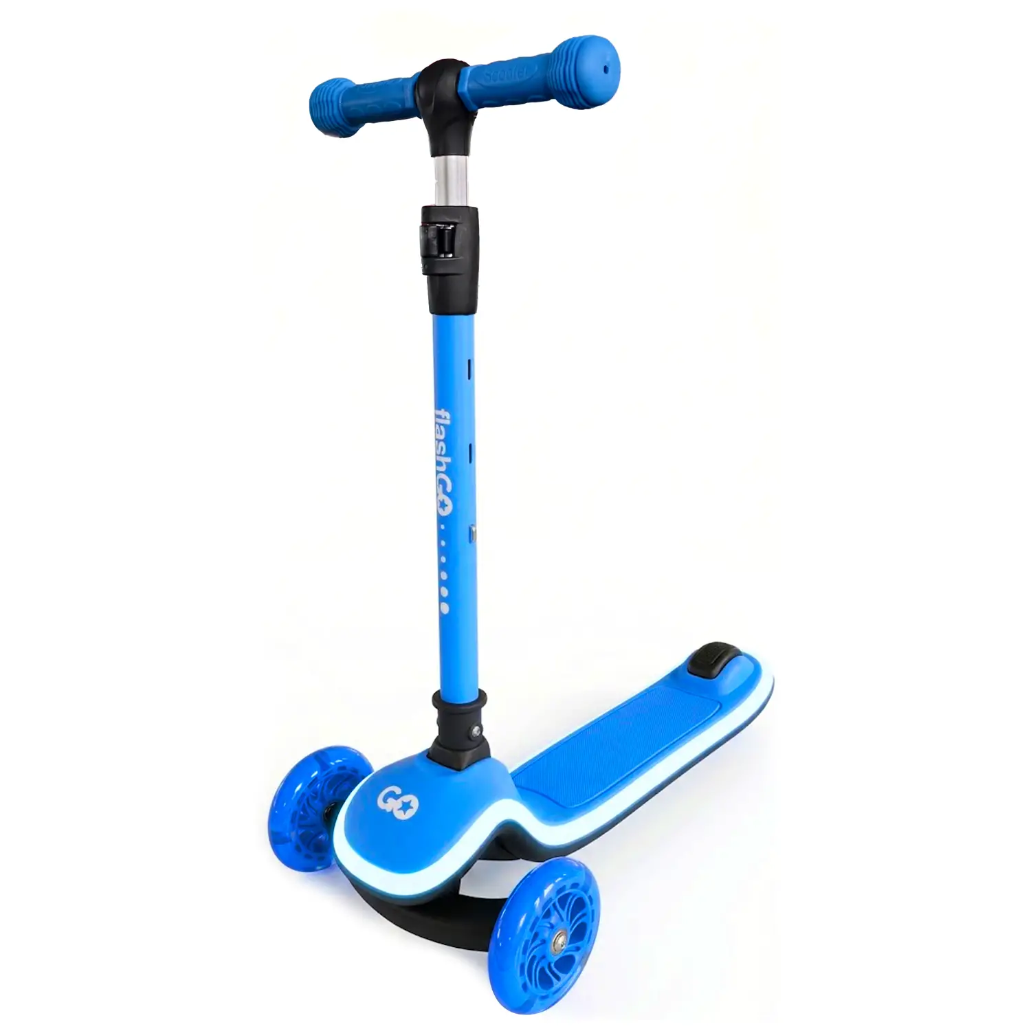 Monopattino 3 Ruote Regolabile e Pieghevole FlashGo con Luci LED per Bambini 3-5 Anni, Celeste - monopattini