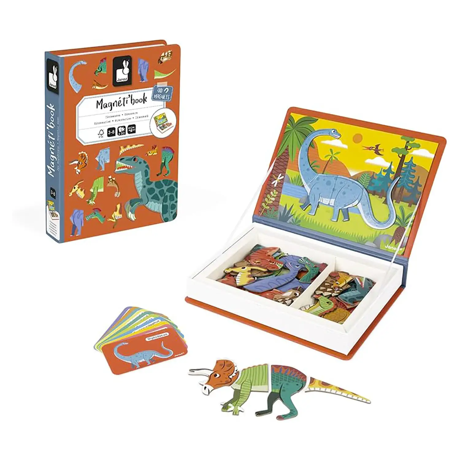 Janod - Libro Magnetico Dinosauri 40 Pezzi Educativo - costruzioni magnetiche