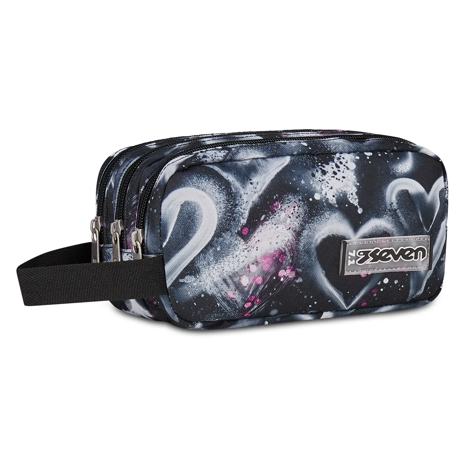 Astuccio 3 Zip Seven Freethink Girl Jet Black - bauletti tombolini bustine