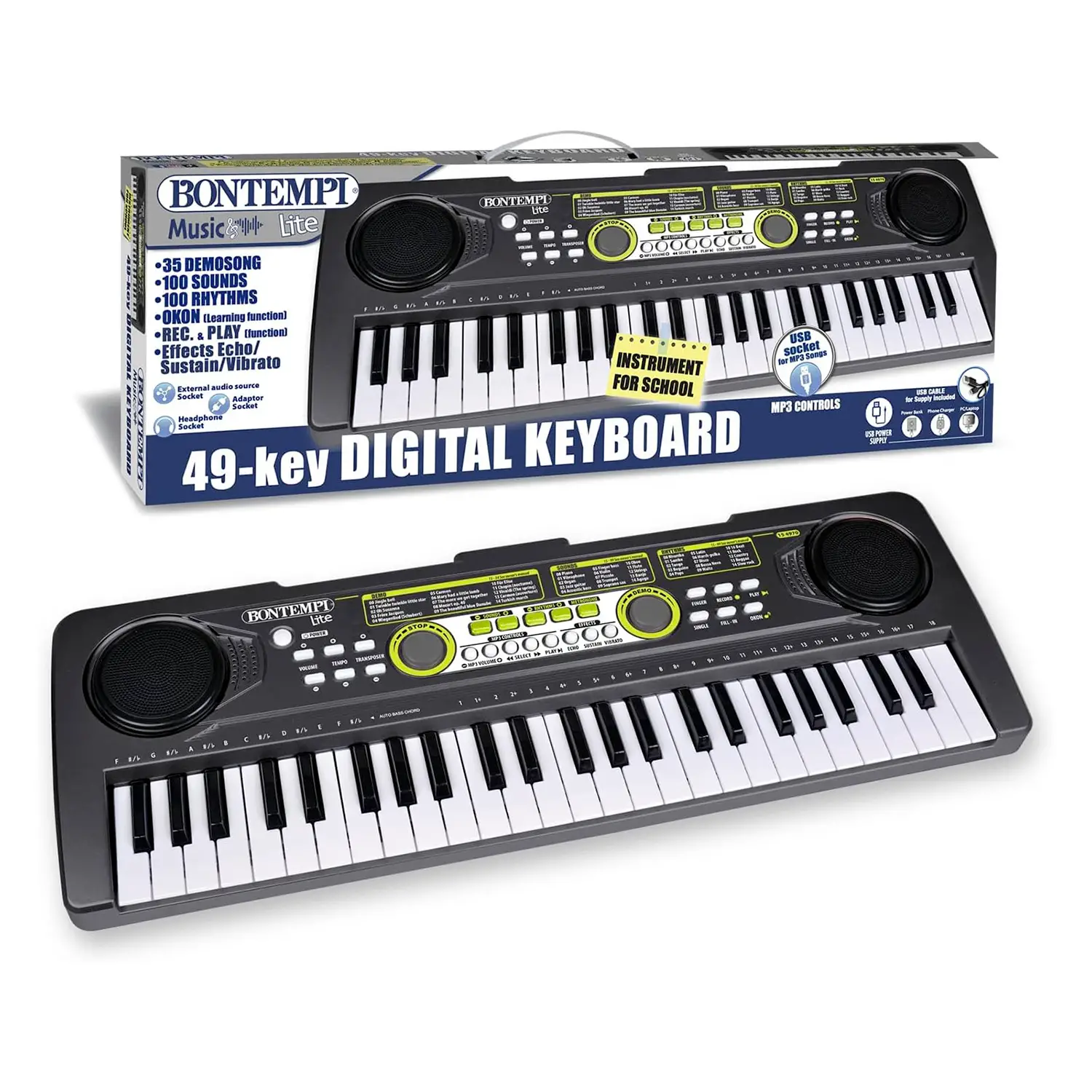 Tastiera Bontempi 49 Tasti Con Presa USB - Cm 52x18x5 - musicali