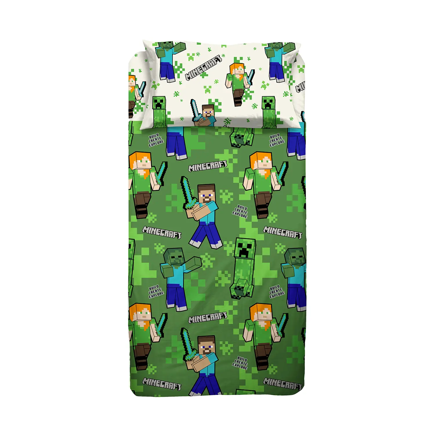 Completo Letto Minecraft HERMET 1 Piazza - Set Letto Singolo - biancheria casa