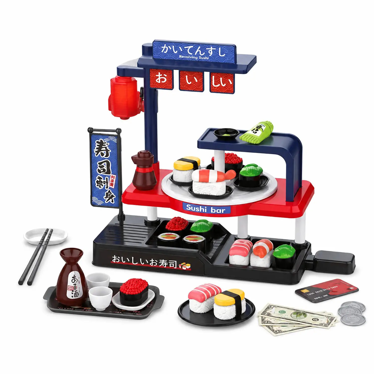 Grande Chef - Mini Sushi Bar con Accessori - Alimenti, mercatini, stoviglie