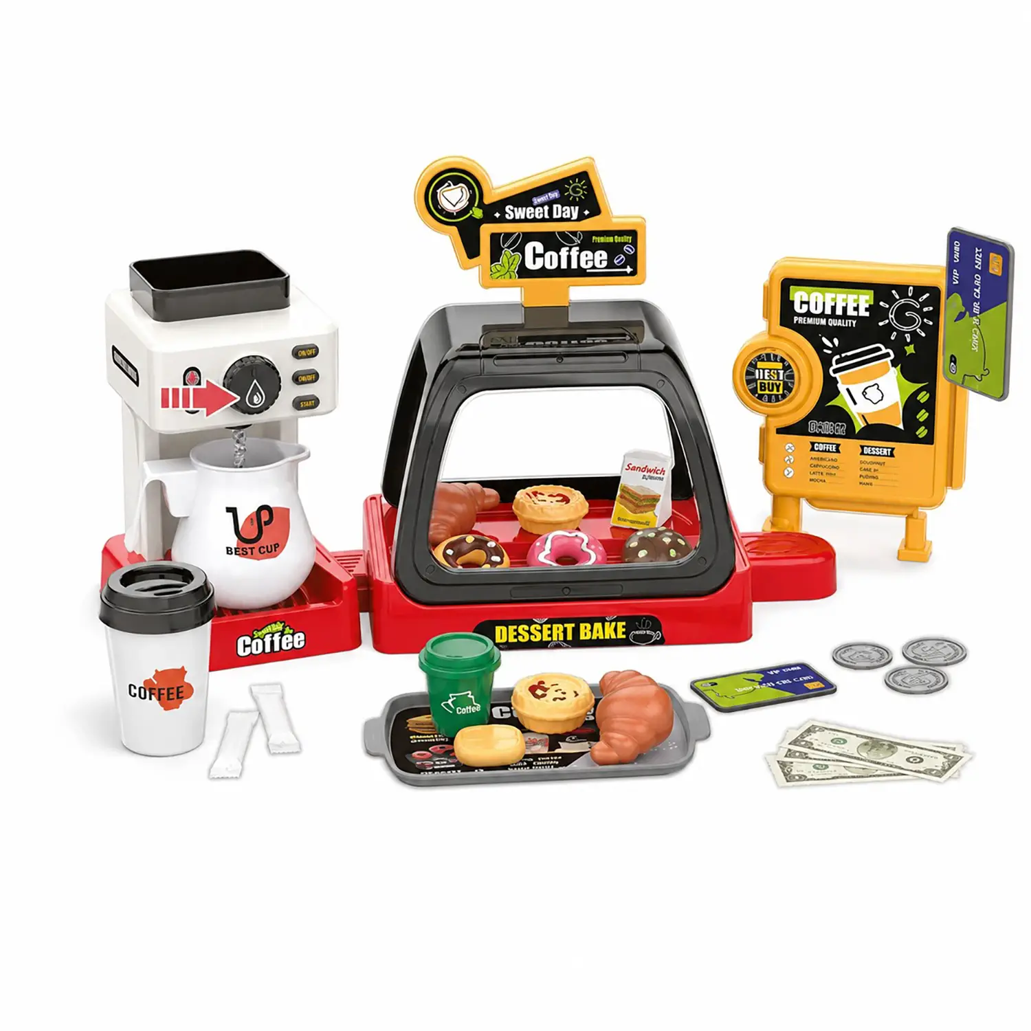 Grande Chef - Mini Coffe Shop Con Accessori - Alimenti, mercatini, stoviglie