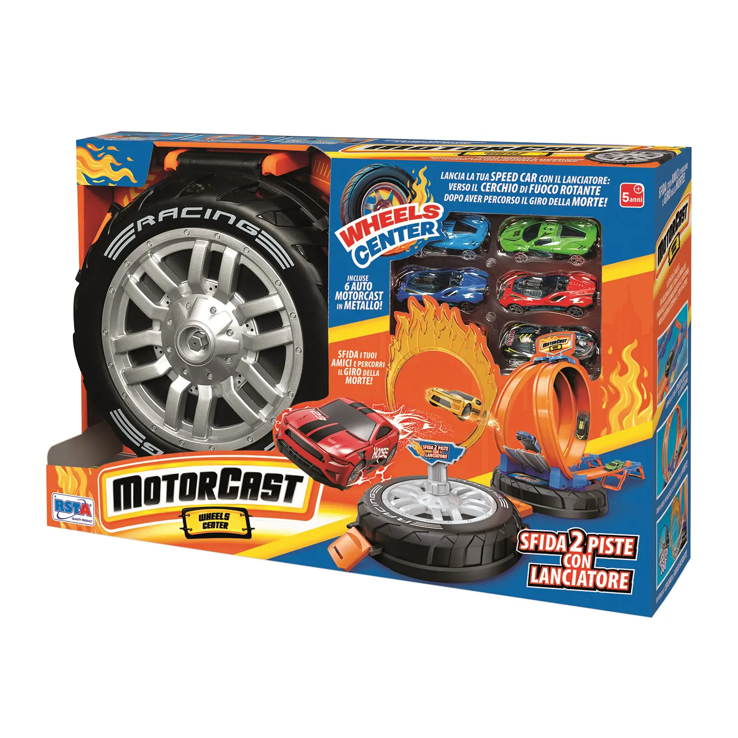 Motorcast Pista Wheels Center Pista 2 Corsie Con Lanciatore e 6 Auto - modellini