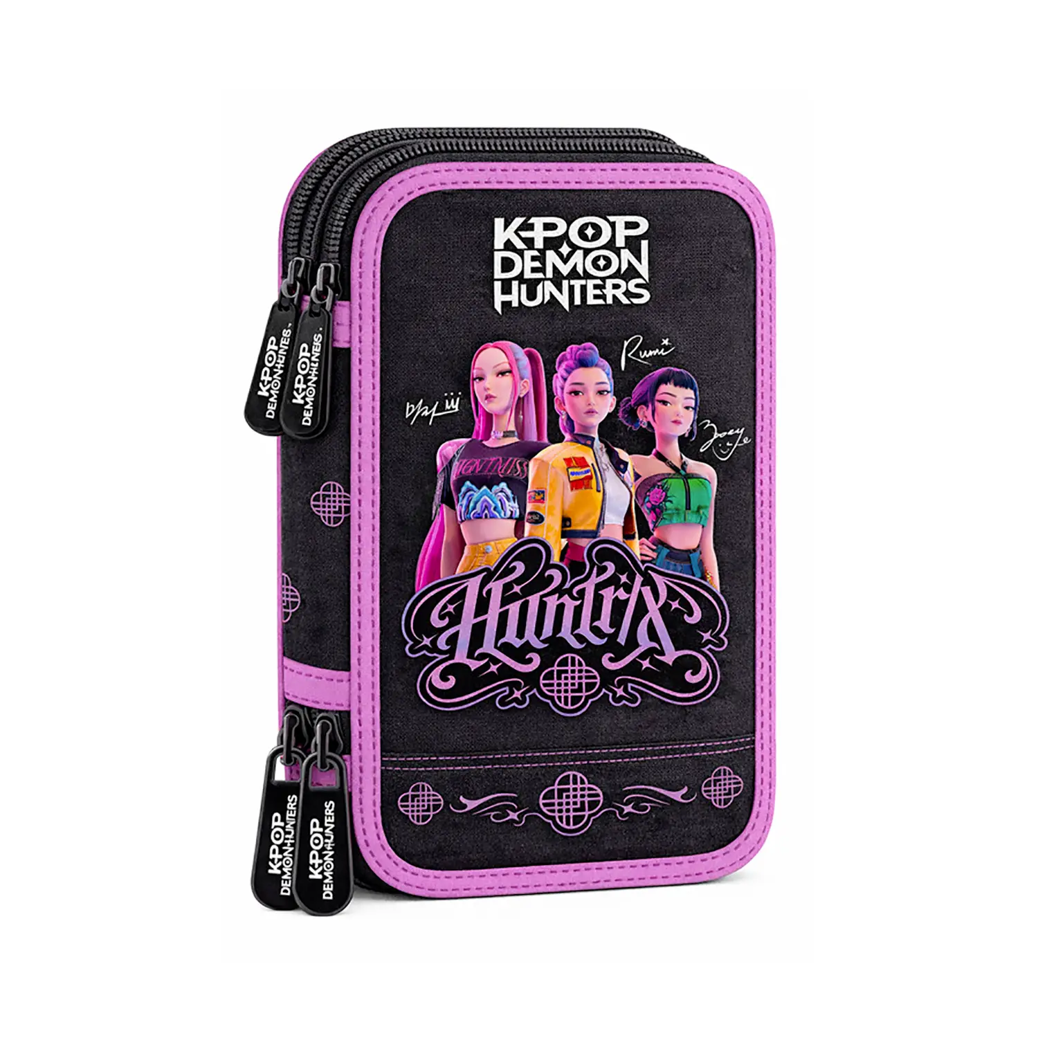 K Pop Demon Hunters Negra Astuccio 3 Zip - astucci colori
