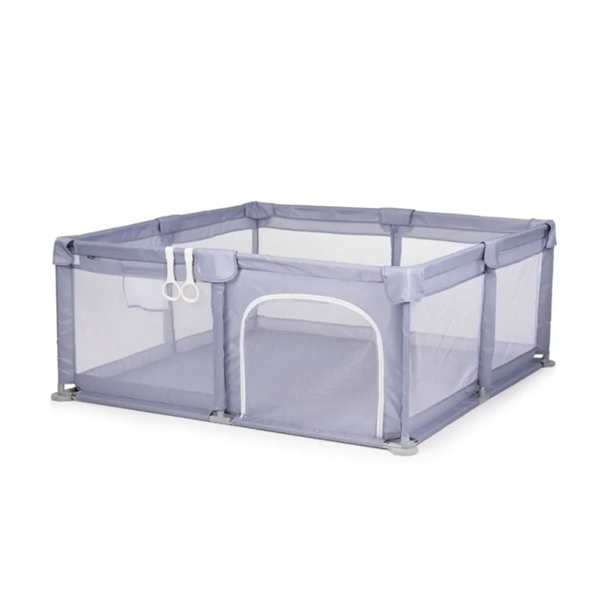 Box Recinto Sienna 150x150 Grigio Pieghevole – Area Gioco Bambini con Rete Traspirante - box