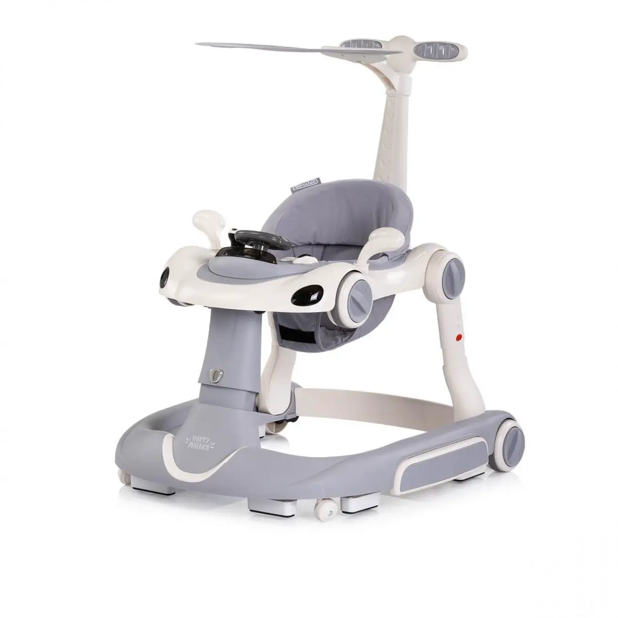 Girello Happy Walker 5 in 1 Grey - Multifunzione con Luci, Suoni, Dondolo e Modalità Salto. - girelli