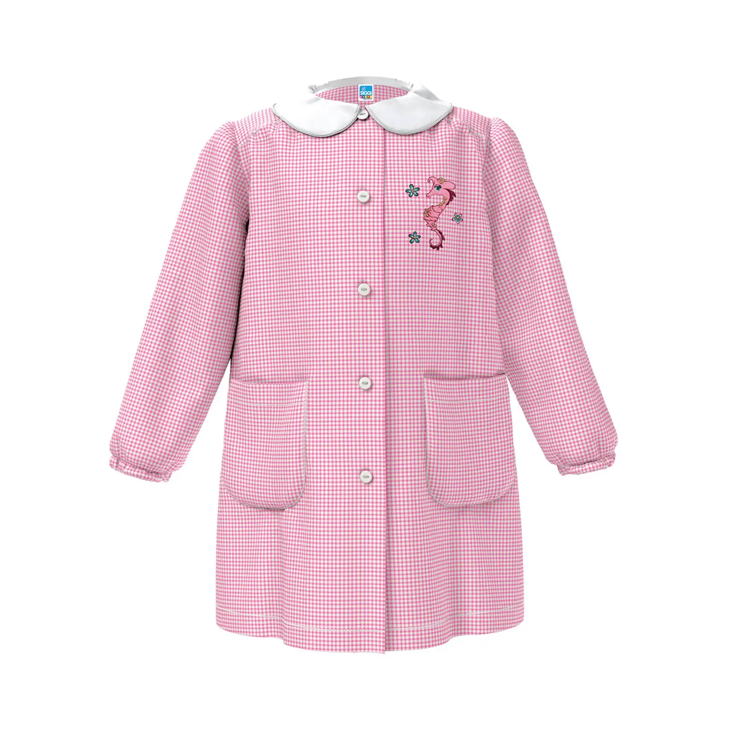 Grembiule Bambina Asilo Cavallo Marino Quadrettato Rosa 2 Anni - grembiuli scolastici
