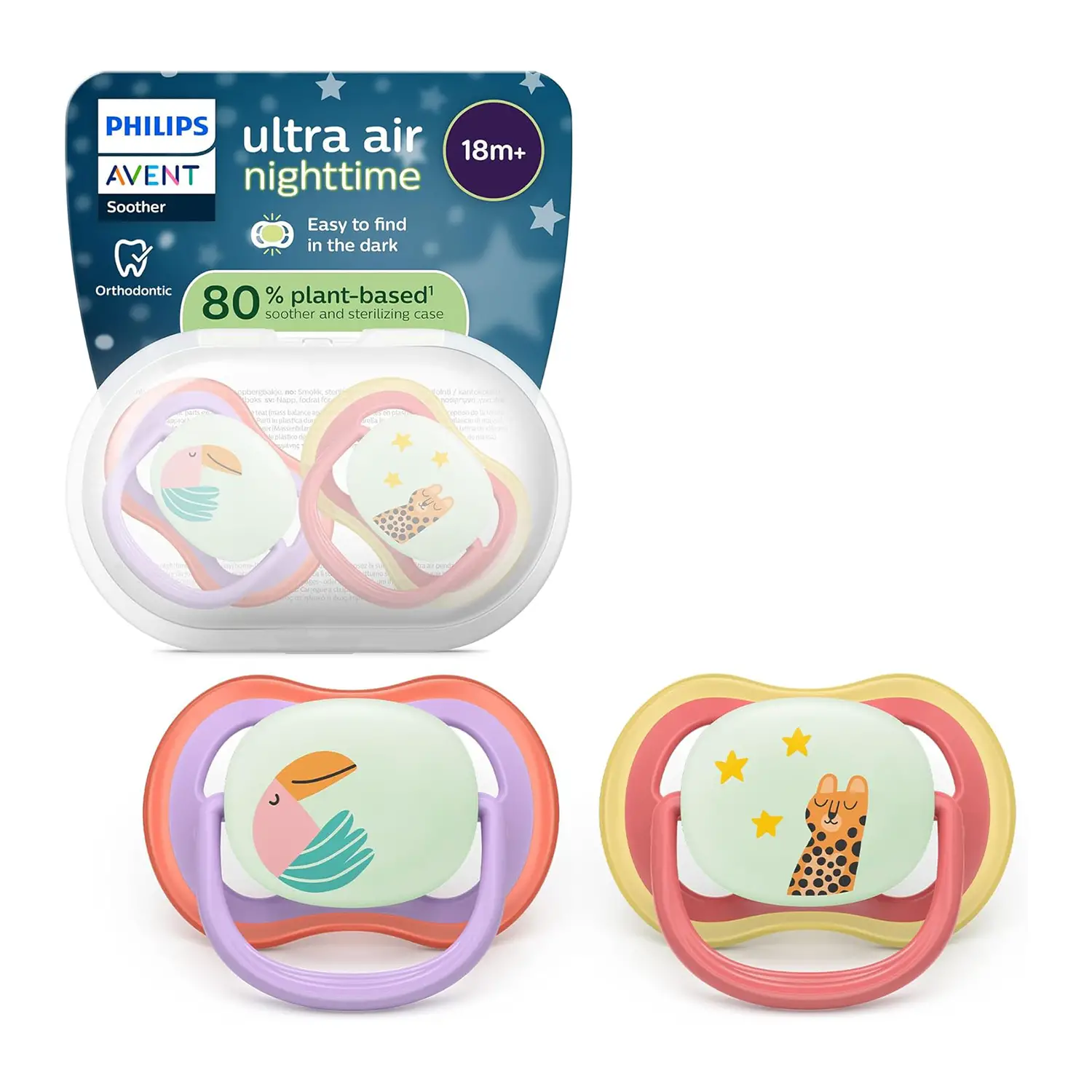 Ciuccio Philips Avent Ultra Air Night +18M Tucano/Ghepardo - ciucci