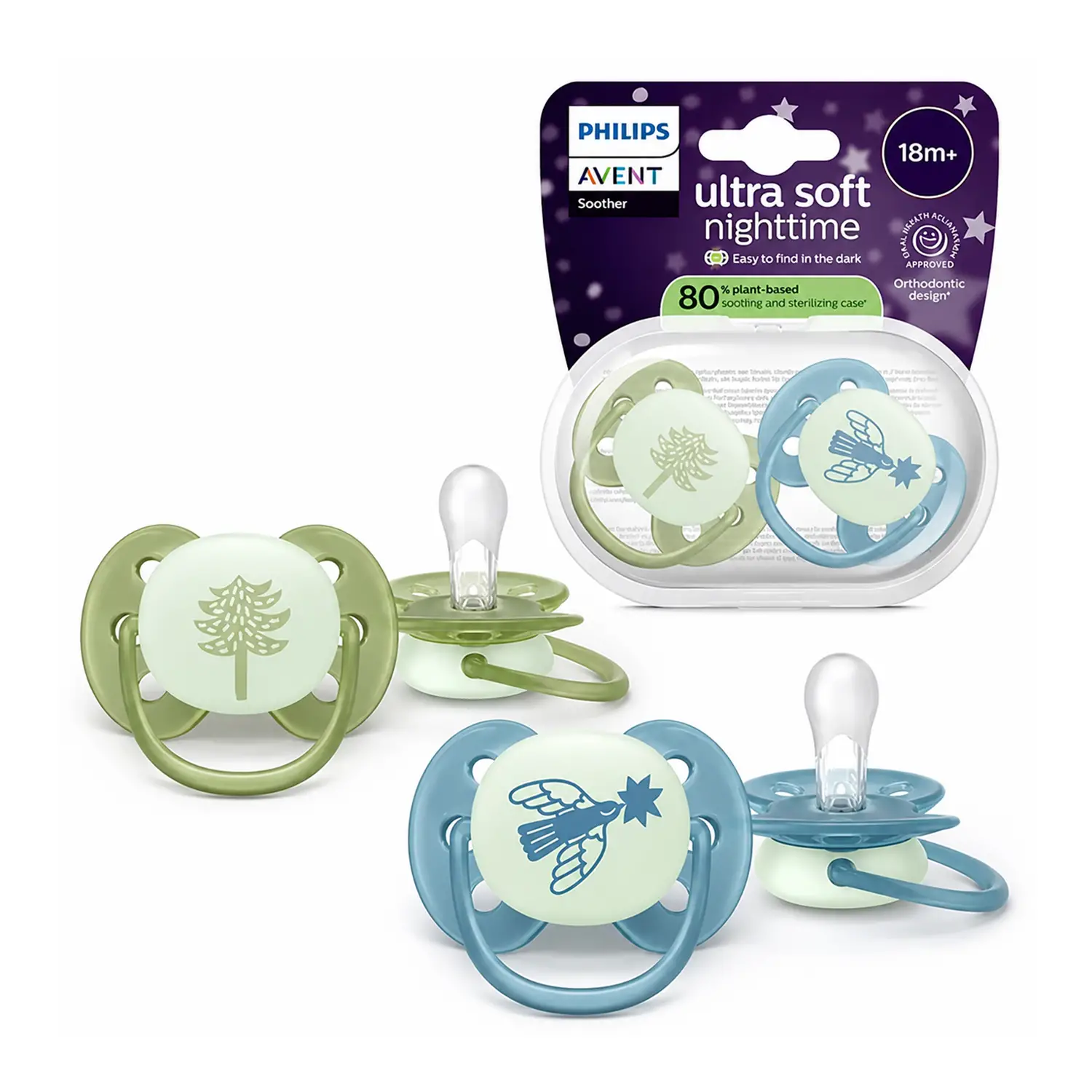Ciuccio Philips Avent Ultra Soft Night +18M Albero/Uccello - ciucci