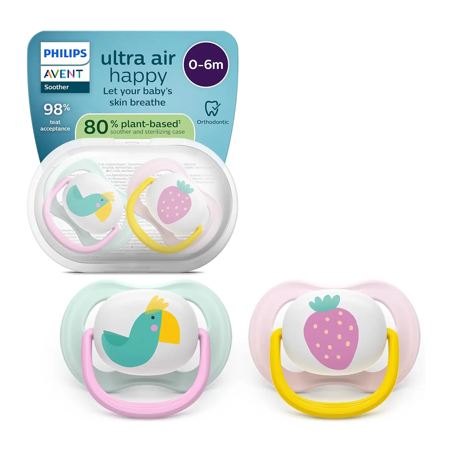 Ciuccio Philips Avent Ultra Air Collection 0-6M Uccellino/Fragola - ciucci