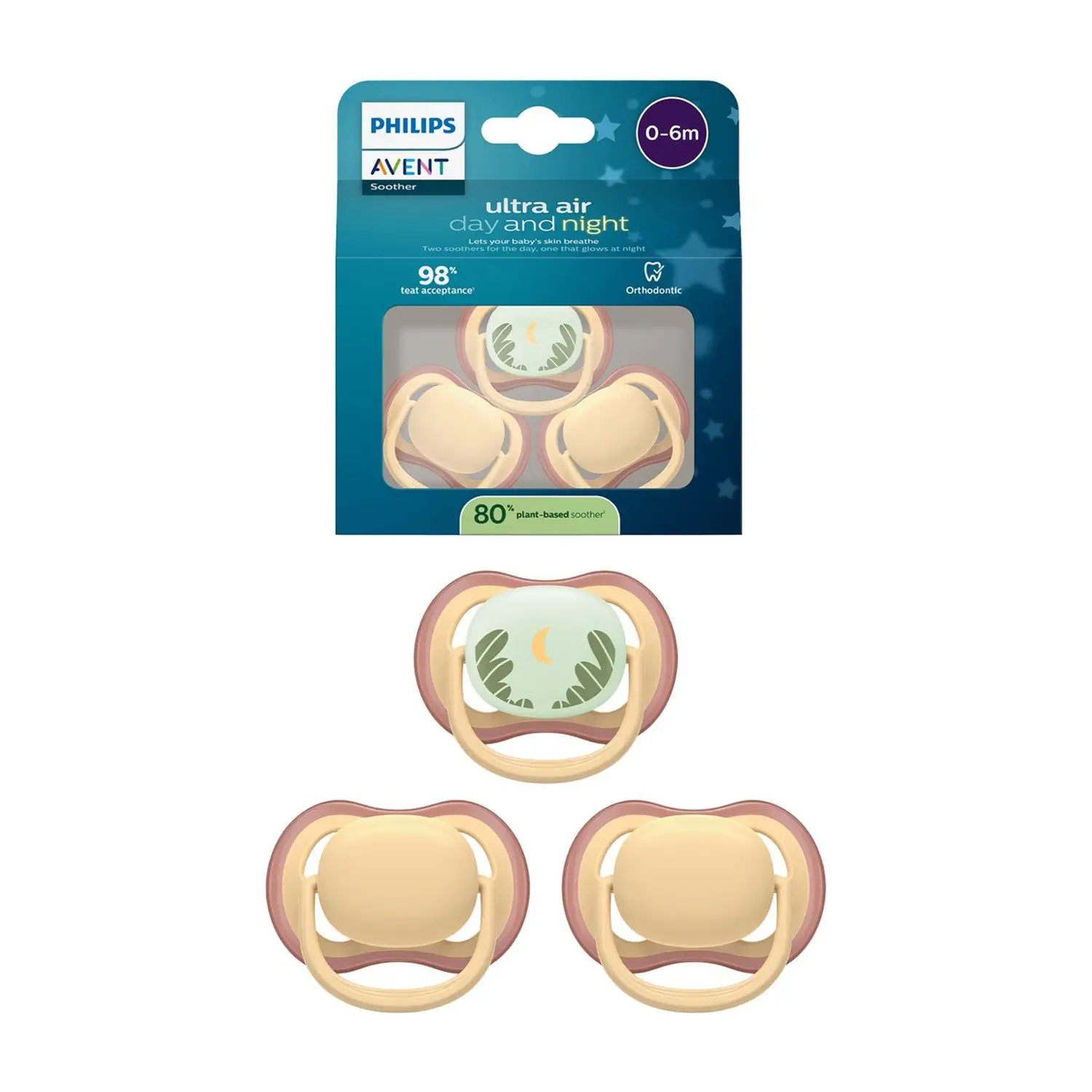 Ciuccio Philips Avent Ultra Air Giorno E Notte 0-6M 3 Pezzi - ciucci