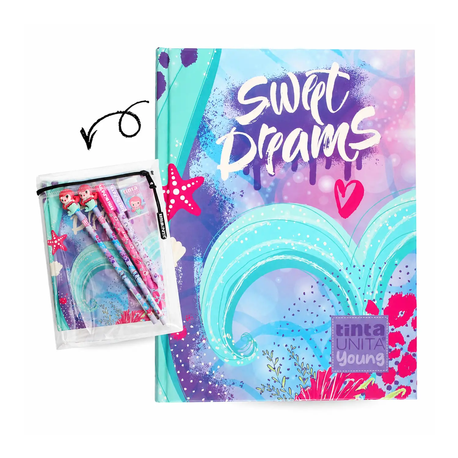 Tinta Unita Young Girl Diario 12 Mesi Con Cover E Accessori Sirene - diari