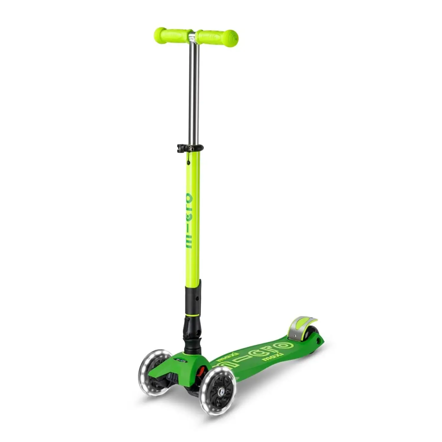 Monopattino Maxi Micro Deluxe Led Pieghevole Verde Neon - monopattini