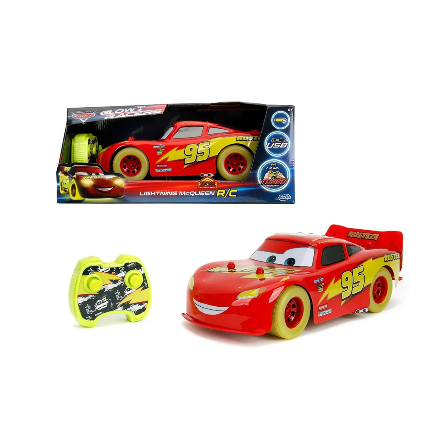 Cars Saetta McQueen Glow Racers Radiocomandato Scala 1:14 - radiocomandi