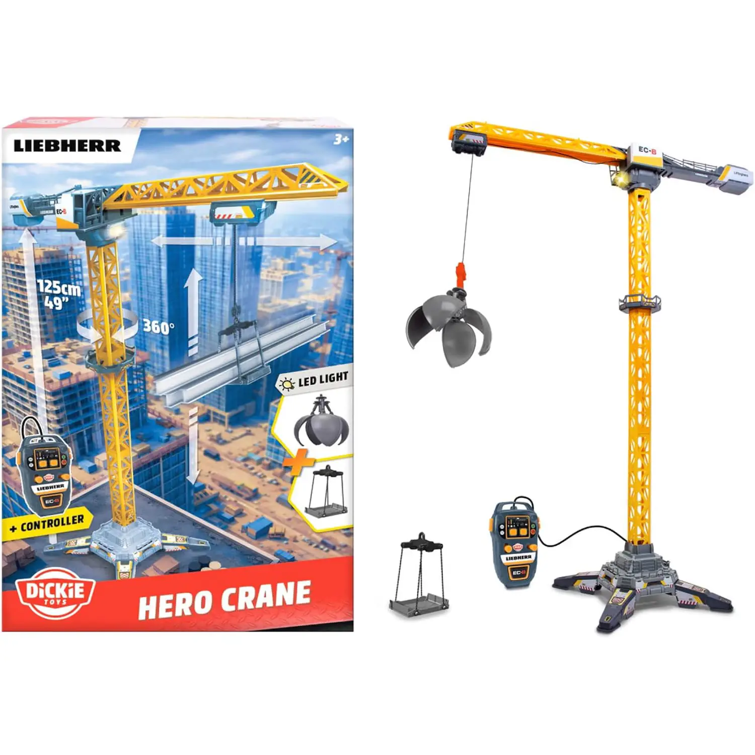 Dickie Toys Liebherr Hero Crane, Gru 125 cm con Controller - radiocomandi