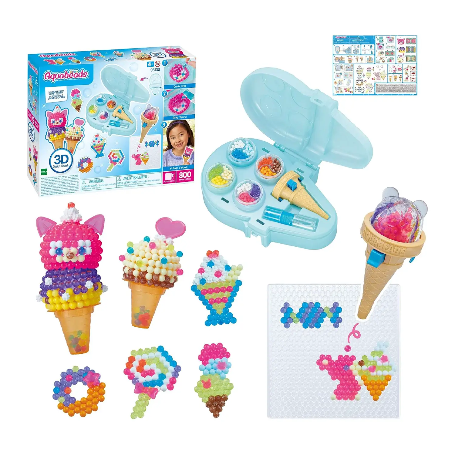 AQUABEADS Ice Cream Party Studio - Kit Creativo Gelati - creatività