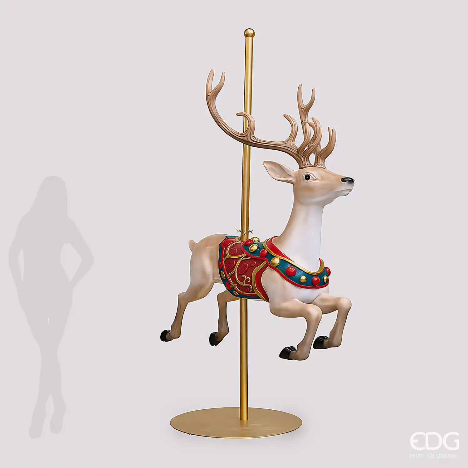 EDG Renna Giostra Natale Base Pino H253 cm Green Red - basi albero