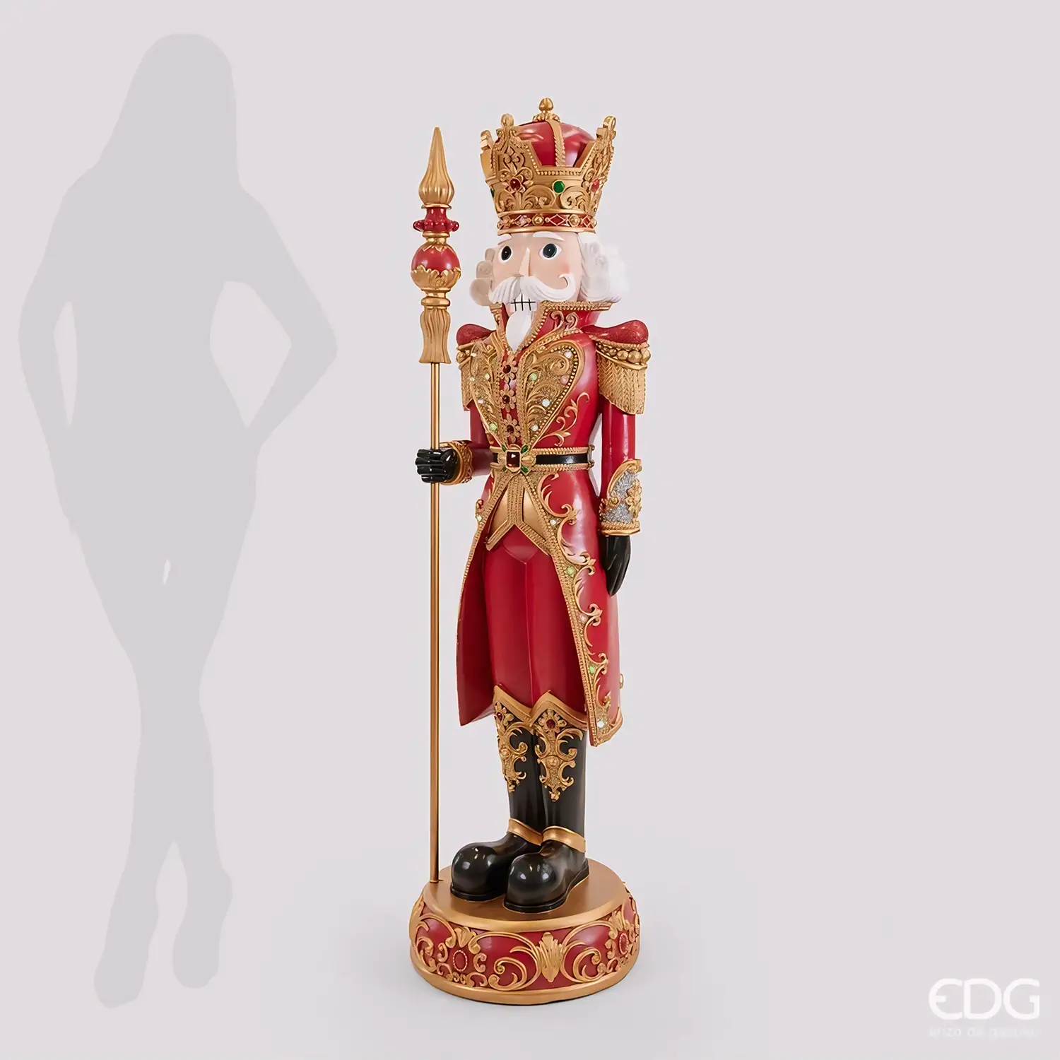 EDG Soldatino Natale LED e Musica H153 cm Rosso Oro - schiaccianoci