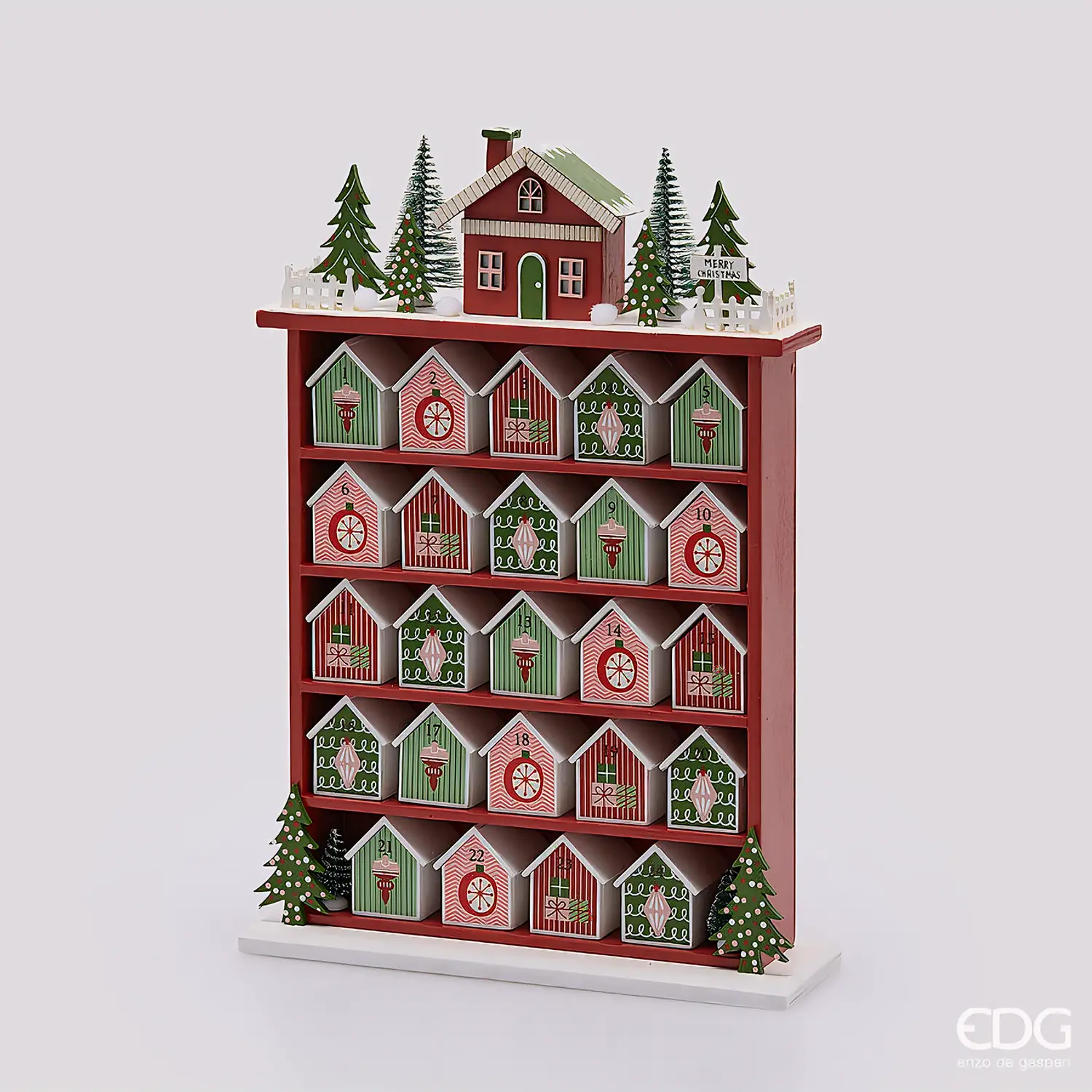 Calendario Avvento EDG in Legno 24 Casette H 38,5 cm - addobbi casa