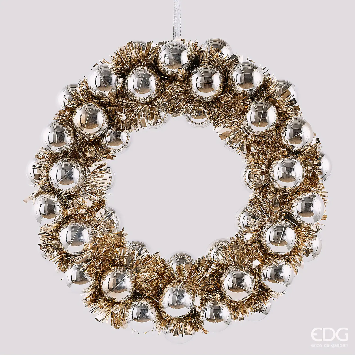 Corona Natalizia con Palline Champagne EDG Ø 32 cm - fiori e ghirlande